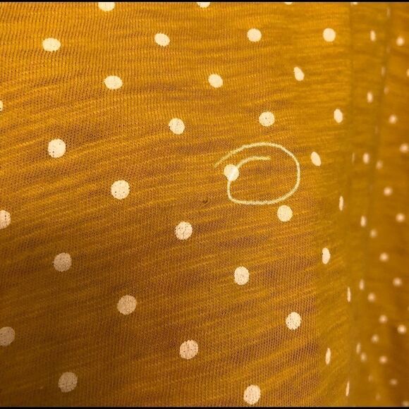 Old navy tie front mustard marigold yellow polka dot top front tie t shirt XL - Picture 9 of 9